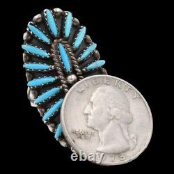Vintage Navajo Old Pawn Handmade Oval Sterling Silver Kingman Turquoise Ring