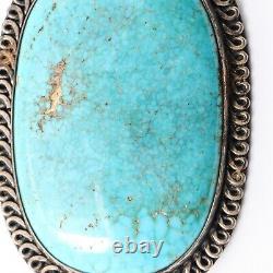 Vintage Navajo Old Pawn Sterling Silver Sunnyside Turquoise Brooch Pin (P120)