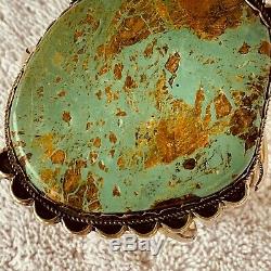 Vintage Navajo Old Pawn Turquoise Cabochon Bracelet, Mark M Sterling, 1980s