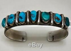 Vintage Navajo Rare Kingman Turquoise Sterling Silver Cuff Bracelet