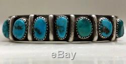 Vintage Navajo Rare Kingman Turquoise Sterling Silver Cuff Bracelet