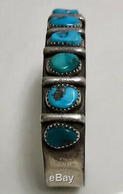 Vintage Navajo Rare Kingman Turquoise Sterling Silver Cuff Bracelet