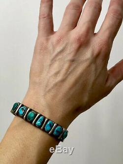 Vintage Navajo Rare Kingman Turquoise Sterling Silver Cuff Bracelet