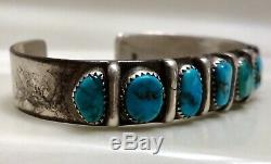 Vintage Navajo Rare Kingman Turquoise Sterling Silver Cuff Bracelet