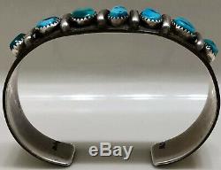 Vintage Navajo Rare Kingman Turquoise Sterling Silver Cuff Bracelet