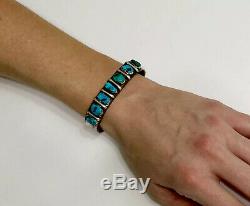 Vintage Navajo Rare Kingman Turquoise Sterling Silver Cuff Bracelet