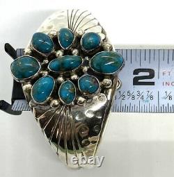 Vintage Navajo Ray Delgarito(RD)Sterling Silver Turquoise Cuff Bracelet 6.1/8