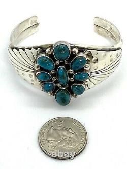 Vintage Navajo Ray Delgarito(RD)Sterling Silver Turquoise Cuff Bracelet 6.1/8