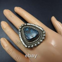 Vintage Navajo Ring BLUE TURQUOISE with TIGHT BLACK SPIDERWEB MATRIX size 10.5