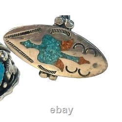 Vintage Navajo Ring Set of Three Marked Possible Turquoise Coral Native Jewelry