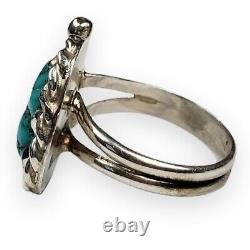 Vintage Navajo Ring Turquoise Sterling Silver Native American 7.6 Grams Size 8