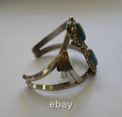 Vintage Navajo Royston Mine Turquoise & Sterling Cuff 7 wearable 37 grams