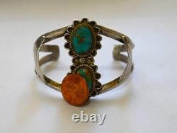 Vintage Navajo Royston Mine Turquoise & Sterling Cuff 7 wearable 37 grams