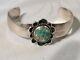 Vintage Navajo Royston Turquoise And Sterling Silver Cuff Bracelet Flower Detail