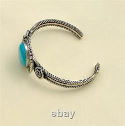 Vintage Navajo Running Bear RB Sterling Silver Blue Turquoise Cuff Bracelet