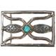 Vintage Navajo Sandcast silver belt buckle with turquoise w