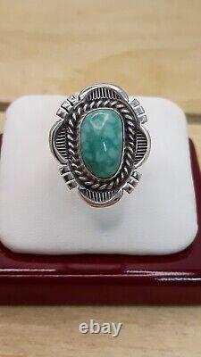 Vintage Navajo Signed Cecil Atencio Turquoise Sterling Silver Ring Sz. 6