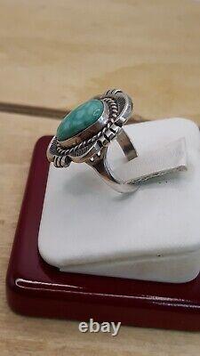 Vintage Navajo Signed Cecil Atencio Turquoise Sterling Silver Ring Sz. 6