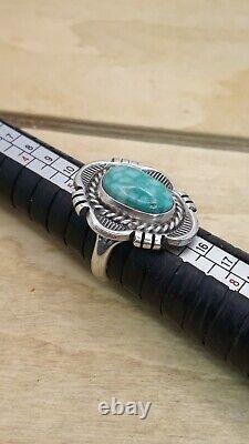 Vintage Navajo Signed Cecil Atencio Turquoise Sterling Silver Ring Sz. 6