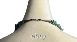 Vintage Navajo Silver Turquoise Squash Blossom Pendant Necklace 19