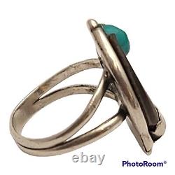 Vintage Navajo Silver campitos Turquoise Ring with Handcrafted BadgerClaw sz7.5