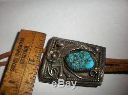Vintage Navajo Southwestern Bennett Old Pawn Sterling Silver Bolo Turquoise