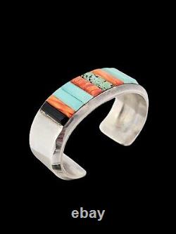 Vintage Navajo Sterling 925 Silver Multi Turquoise Spiny Oyster Heavy Cuff 91g
