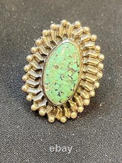 Vintage Navajo Sterling And Turquoise Handmade Ring Signed Bernita Begay Size7.5