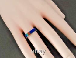 Vintage Navajo Sterling Multi Stone Inlay Turquoise Coral & Lapis Ring L Begay