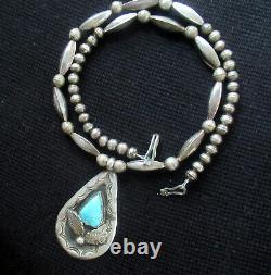 Vintage Navajo Sterling Necklace, Pendant 2 3/16, 20 Inches Necklace