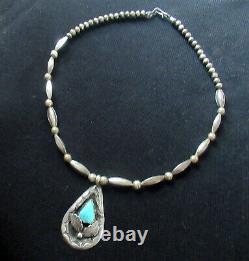 Vintage Navajo Sterling Necklace, Pendant 2 3/16, 20 Inches Necklace