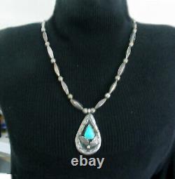 Vintage Navajo Sterling Necklace, Pendant 2 3/16, 20 Inches Necklace