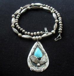 Vintage Navajo Sterling Necklace, Pendant 2 3/16, 20 Inches Necklace