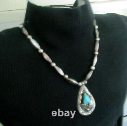 Vintage Navajo Sterling Necklace, Pendant 2 3/16, 20 Inches Necklace