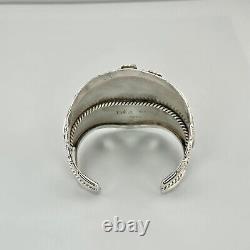 Vintage Navajo Sterling Silver 6.5 Turquoise Coral Cuff Bracelet 70.8 Grams