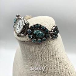Vintage Navajo Sterling Silver 925 Turquoise Watch Signed A Cadman 8 Long