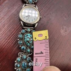 Vintage Navajo Sterling Silver 925 Turquoise Watch Signed A Cadman 8 Long