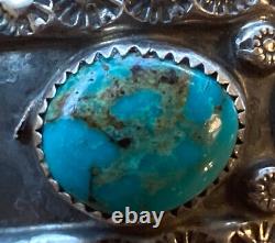 Vintage Navajo Sterling Silver And Turquoise Cuff Bracelet Missing Piece On Side