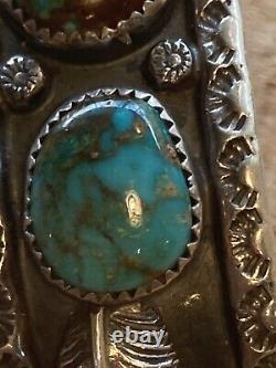 Vintage Navajo Sterling Silver And Turquoise Cuff Bracelet Missing Piece On Side
