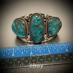 Vintage Navajo Sterling Silver Bisbee Turquoise Mine Bracelet
