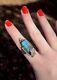 Vintage Navajo Sterling Silver Bisbee Turquoise Ring