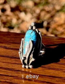 Vintage Navajo Sterling Silver Bisbee Turquoise Ring