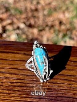 Vintage Navajo Sterling Silver Bisbee Turquoise Ring