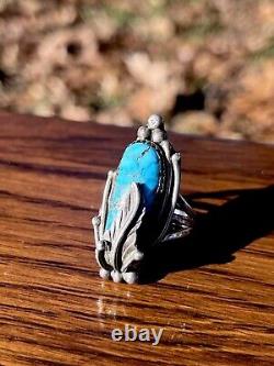 Vintage Navajo Sterling Silver Bisbee Turquoise Ring