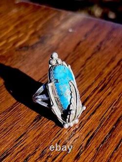 Vintage Navajo Sterling Silver Bisbee Turquoise Ring