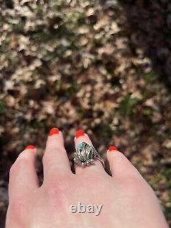 Vintage Navajo Sterling Silver Bisbee Turquoise Ring