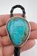 Vintage Navajo Sterling Silver Blue Gem Turquoise Bolo Tie 2