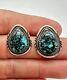 Vintage Navajo Sterling Silver Blue Kingman Spiderweb Turquoise Post Earrings