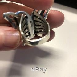 Vintage Navajo Sterling Silver Butterfly Turquoise And Coral Ring Size 6.5