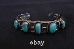 Vintage Navajo Sterling Silver Carico Lakes Turquoise Bracelet